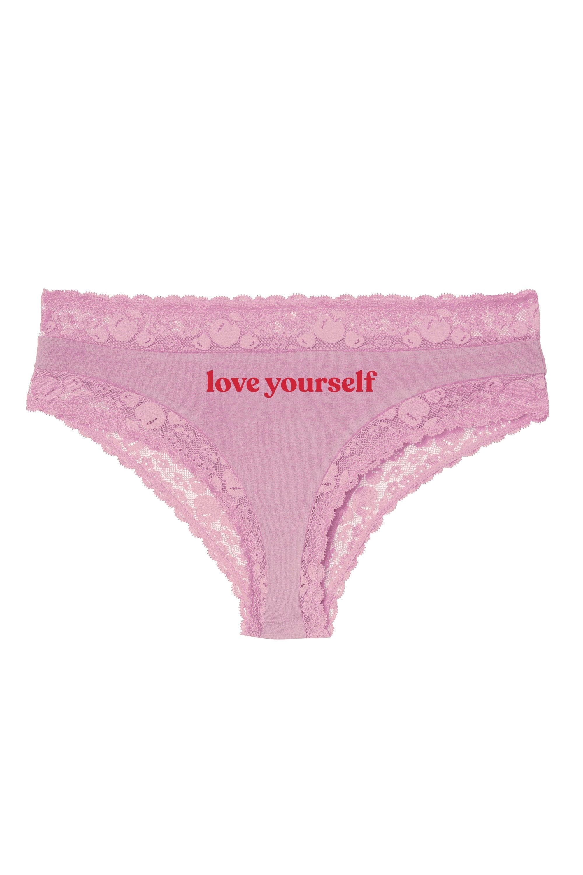 Love Yourself Pink Embroidered Brief