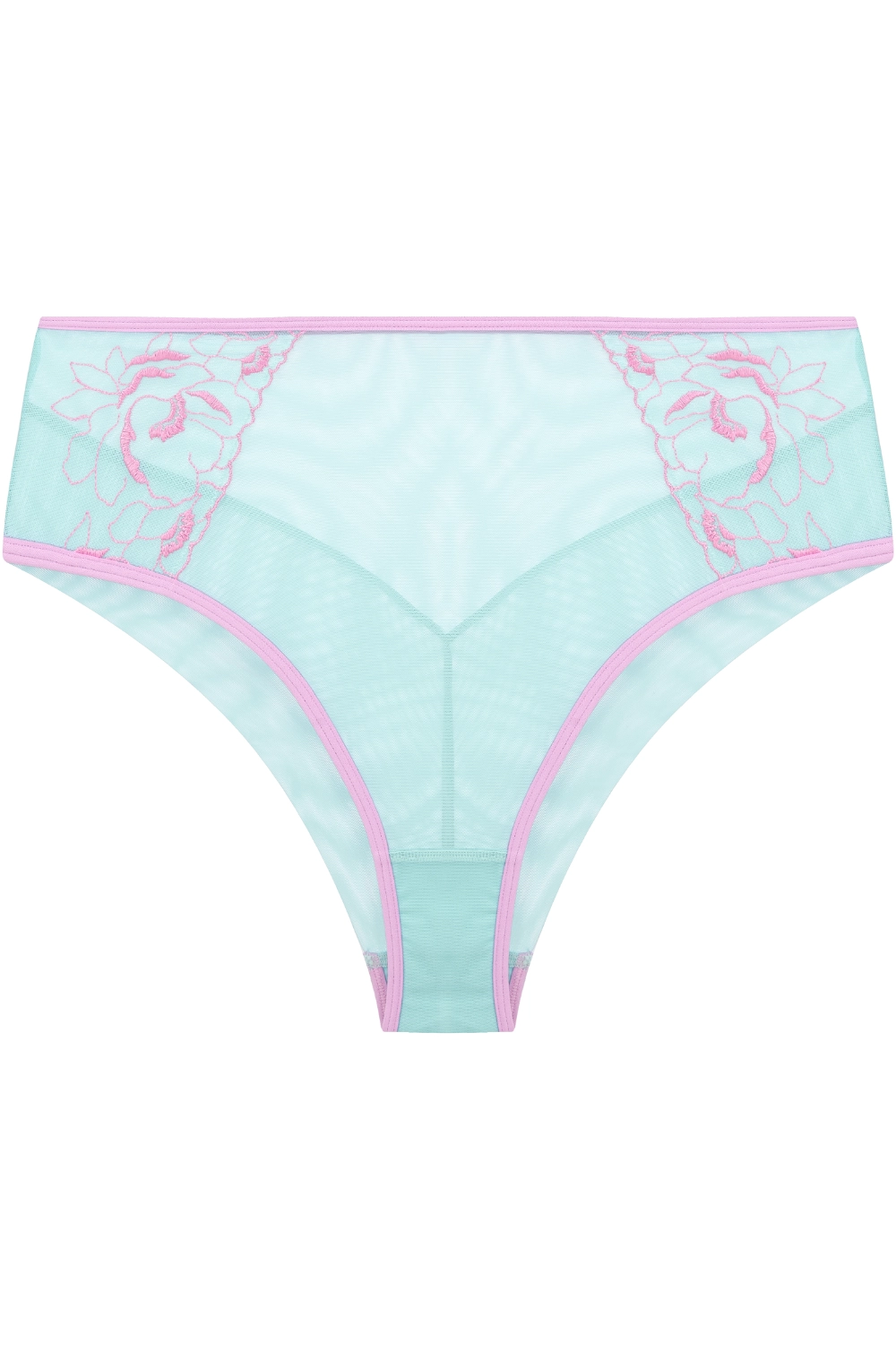 Marta Floral Embroidery High Waist Knicker in Pastel Green