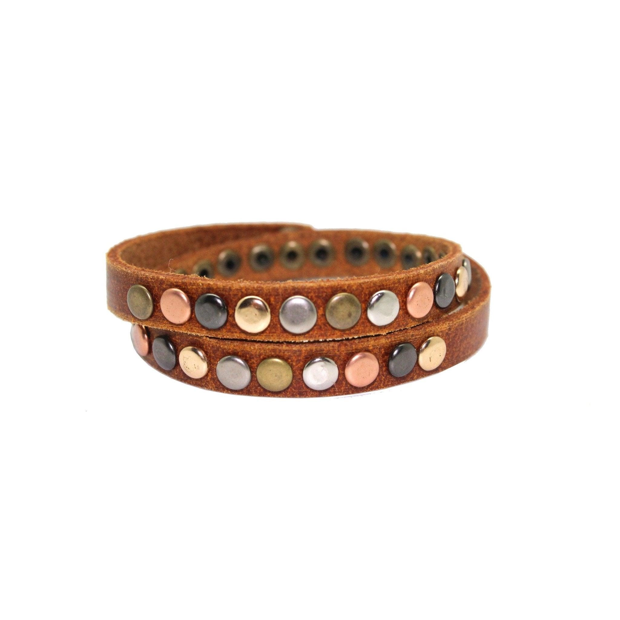 Multi Studded Leather Bracelet