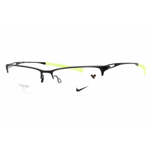 Nike Men's Eyeglasses - Satin Black/Volt Rectangular Half Rim Frame | NIKE 6064 007