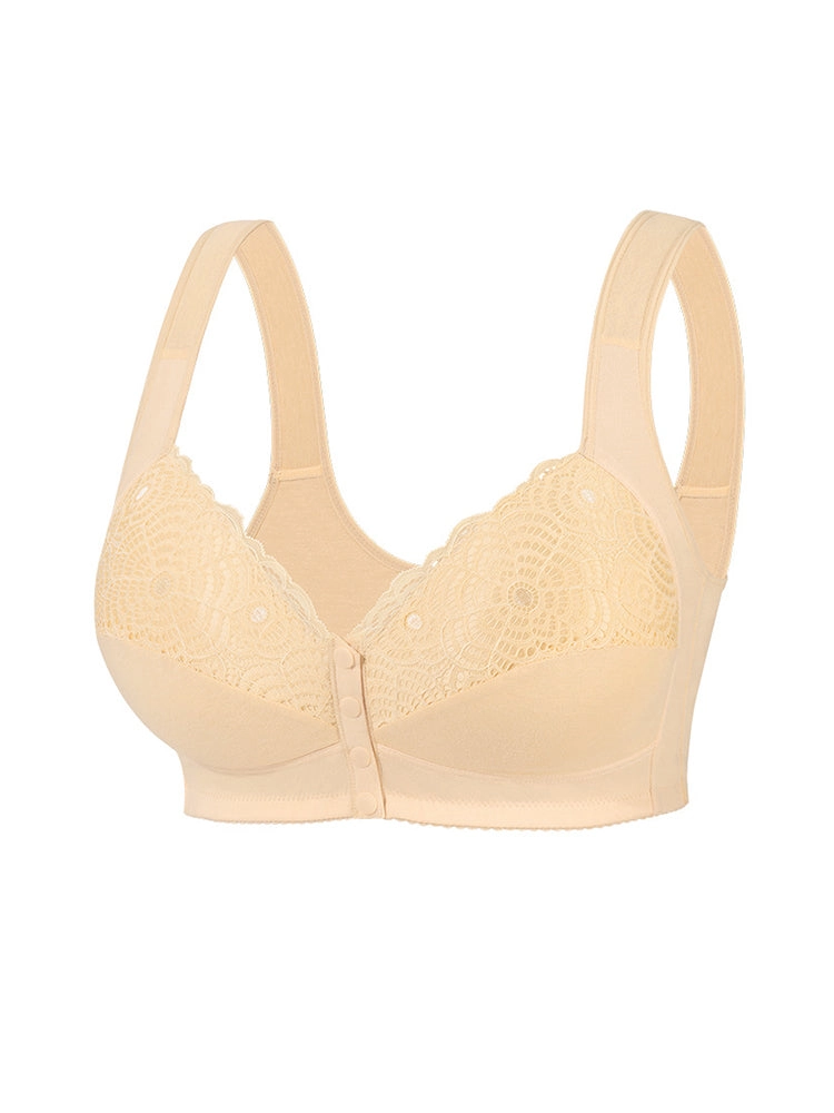 Oversized Lace Front-Closure Wireless Bras