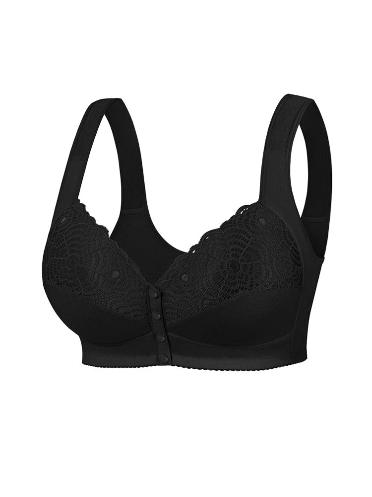 Oversized Lace Front-Closure Wireless Bras