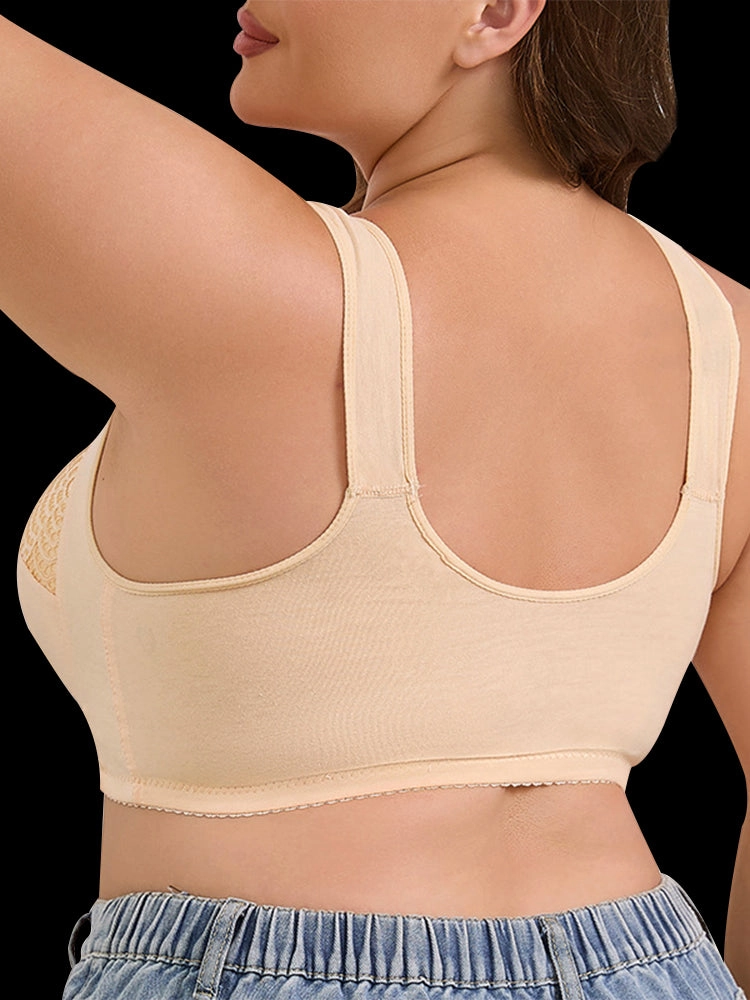 Oversized Lace Front-Closure Wireless Bras