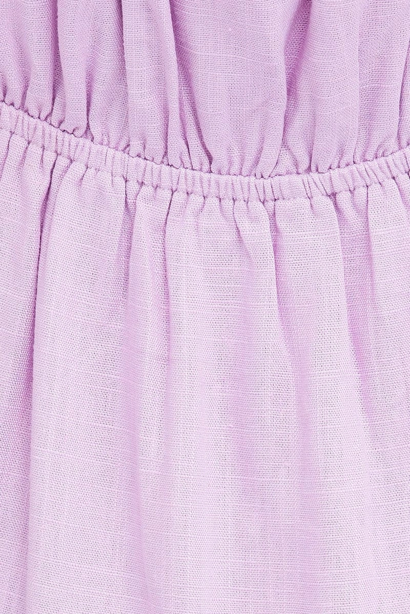 Pink Fit And Flare Dress Puff Sleeve Mini