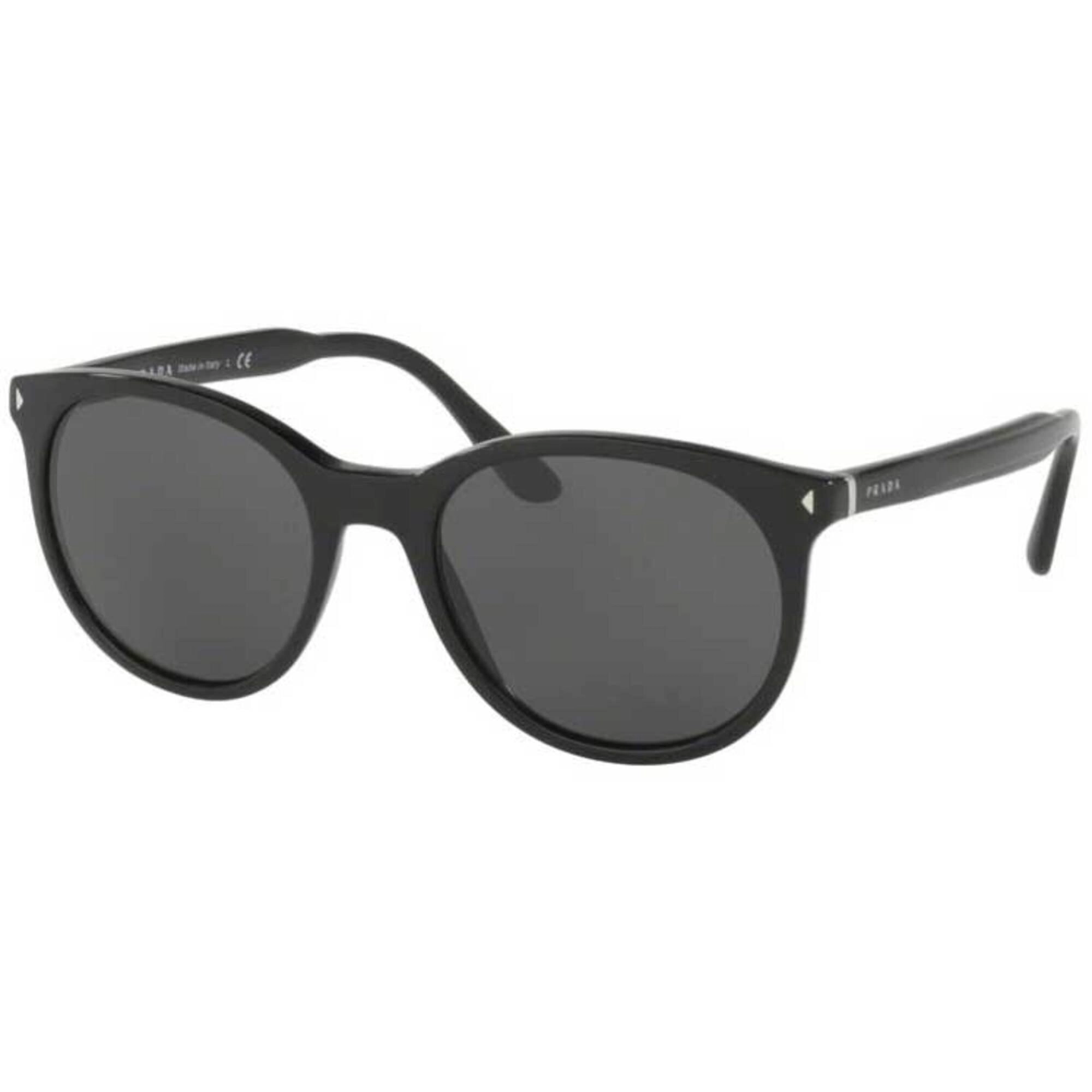 Prada Men's Sunglasses - Black Round Frame Dark Grey Lens | PRADA 0PR 06TS 1AB5S053