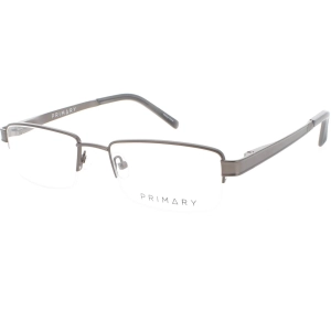 Primary Men's Eyeglasses - Demo Lens Metal Rectangular Half Rim Frame | 1071 GUNMETAL