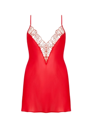 Rosalie Short Chemise Slip (Red/Sheer)