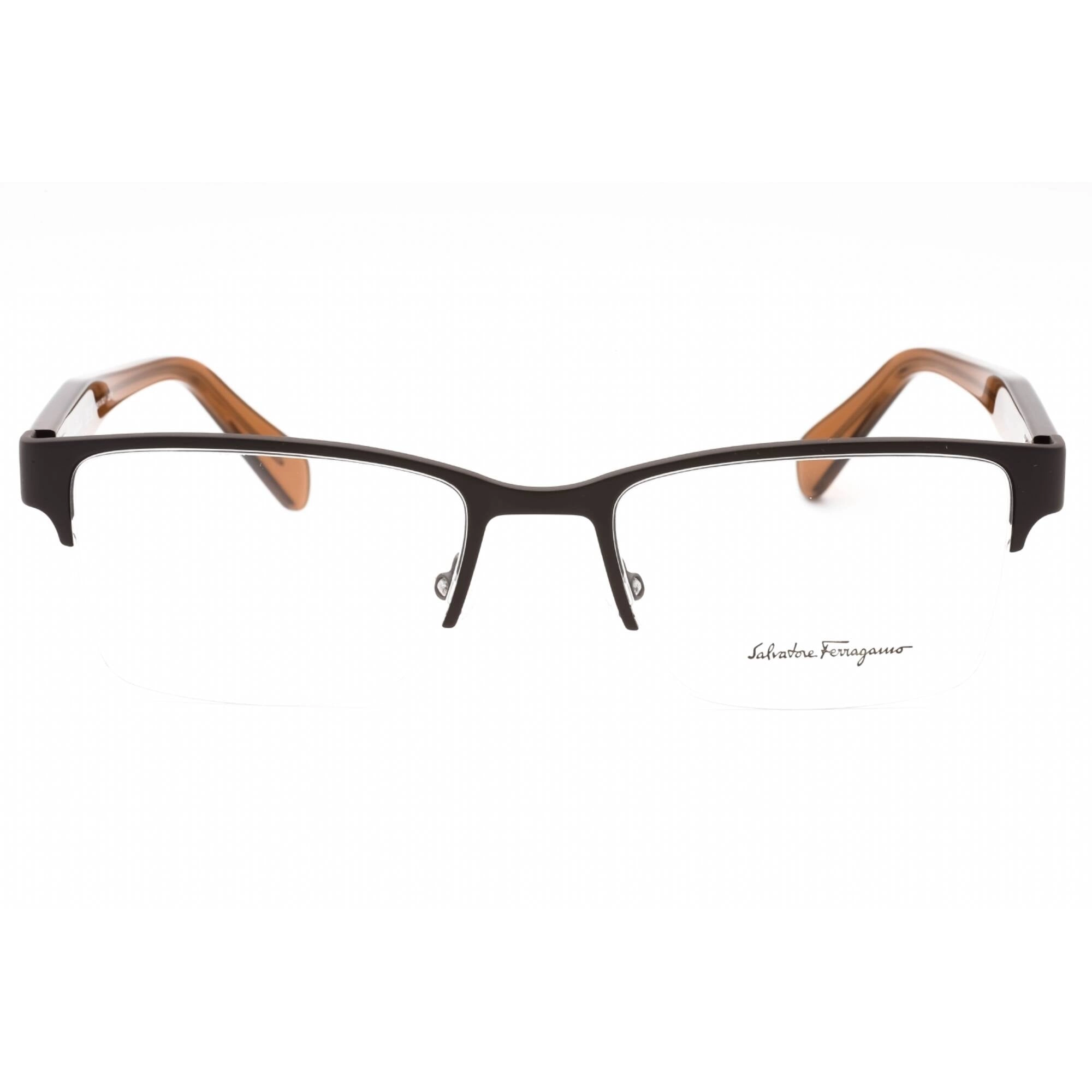 Salvatore Ferragamo Men's Eyeglasses - Matte Brown Rectangular Frame | SF2222 202