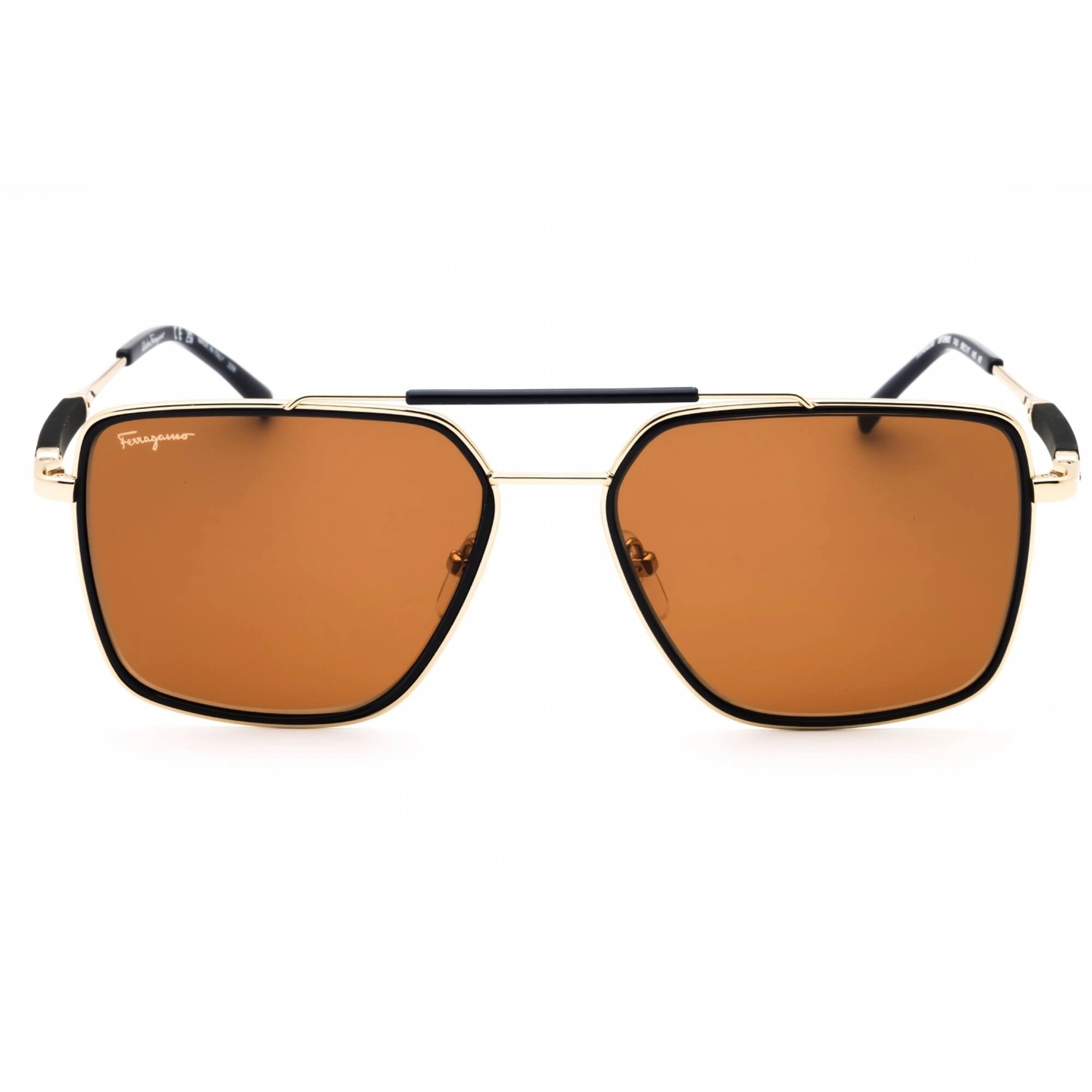 Salvatore Ferragamo Men's Sunglasses - Gold/Blue Metal Navigator Frame | SF298S 743