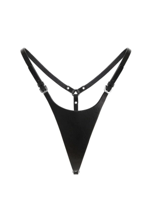 Selena Leather Thong (Black)