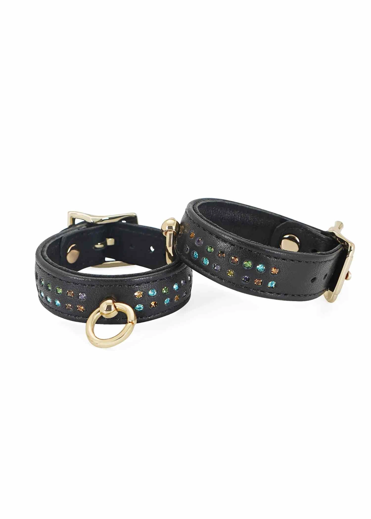 Shining Girl Leather Ankle Cuff (Black)
