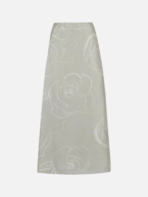 Silk Skirt With Aurora Print in Green