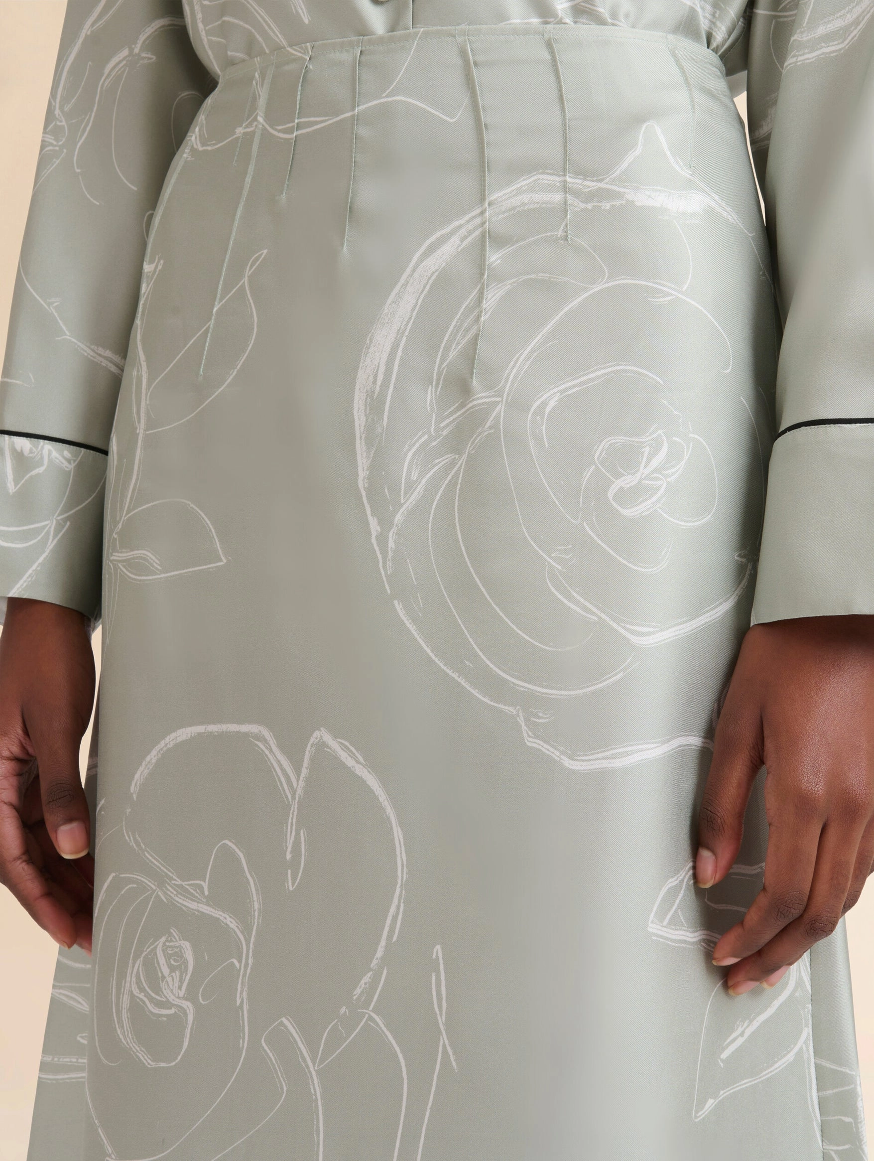 Silk Skirt With Aurora Print in Green
