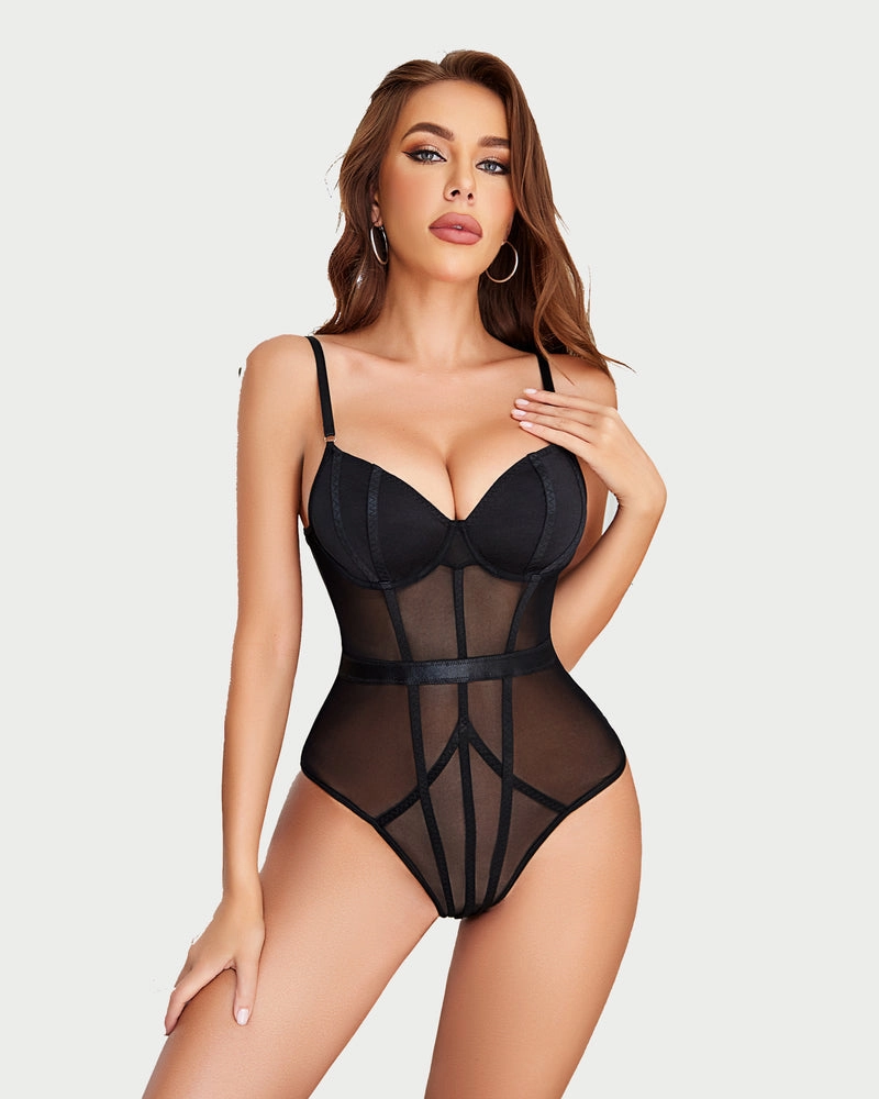 Snap Crotch Bodysuits with Choker Chain
