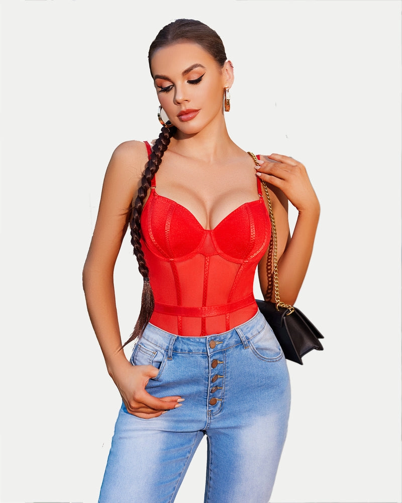 Snap Crotch Bodysuits with Choker Chain
