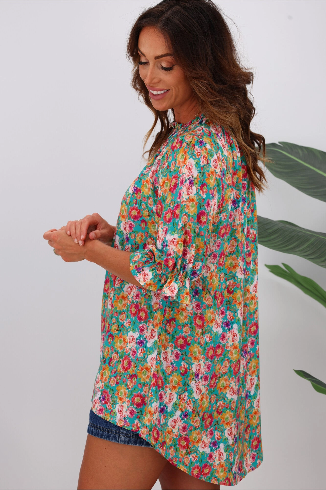 Sunday Boho Kasia Top Green Floral