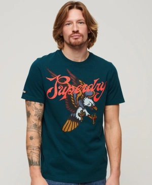 Tattoo Script T Shirt | Deep Marine Green