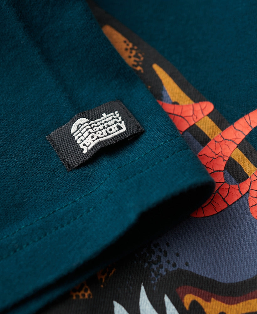 Tattoo Script T Shirt | Deep Marine Green