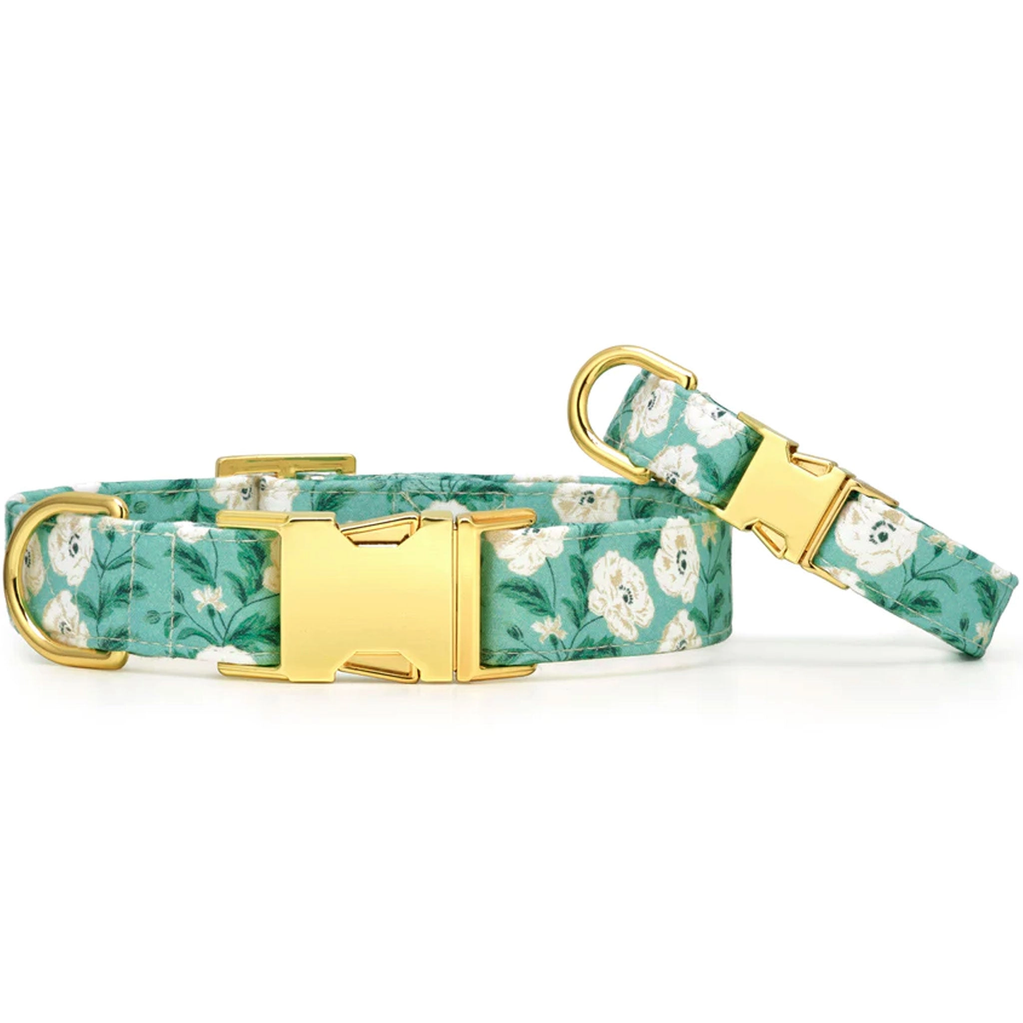 The Foggy Dog Collar - Seafoam Poppies