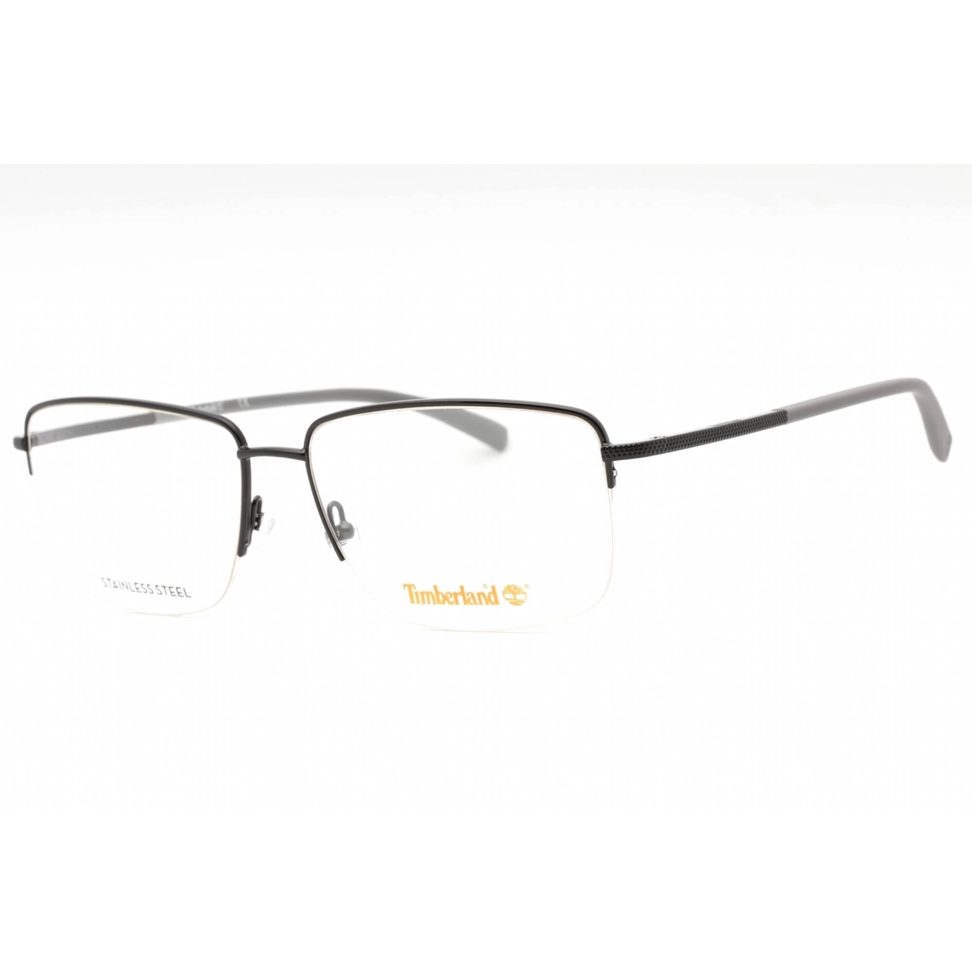 Timberland Men's Eyeglasses - Shiny Black Rectangular Half Rim Frame | TB1773 001