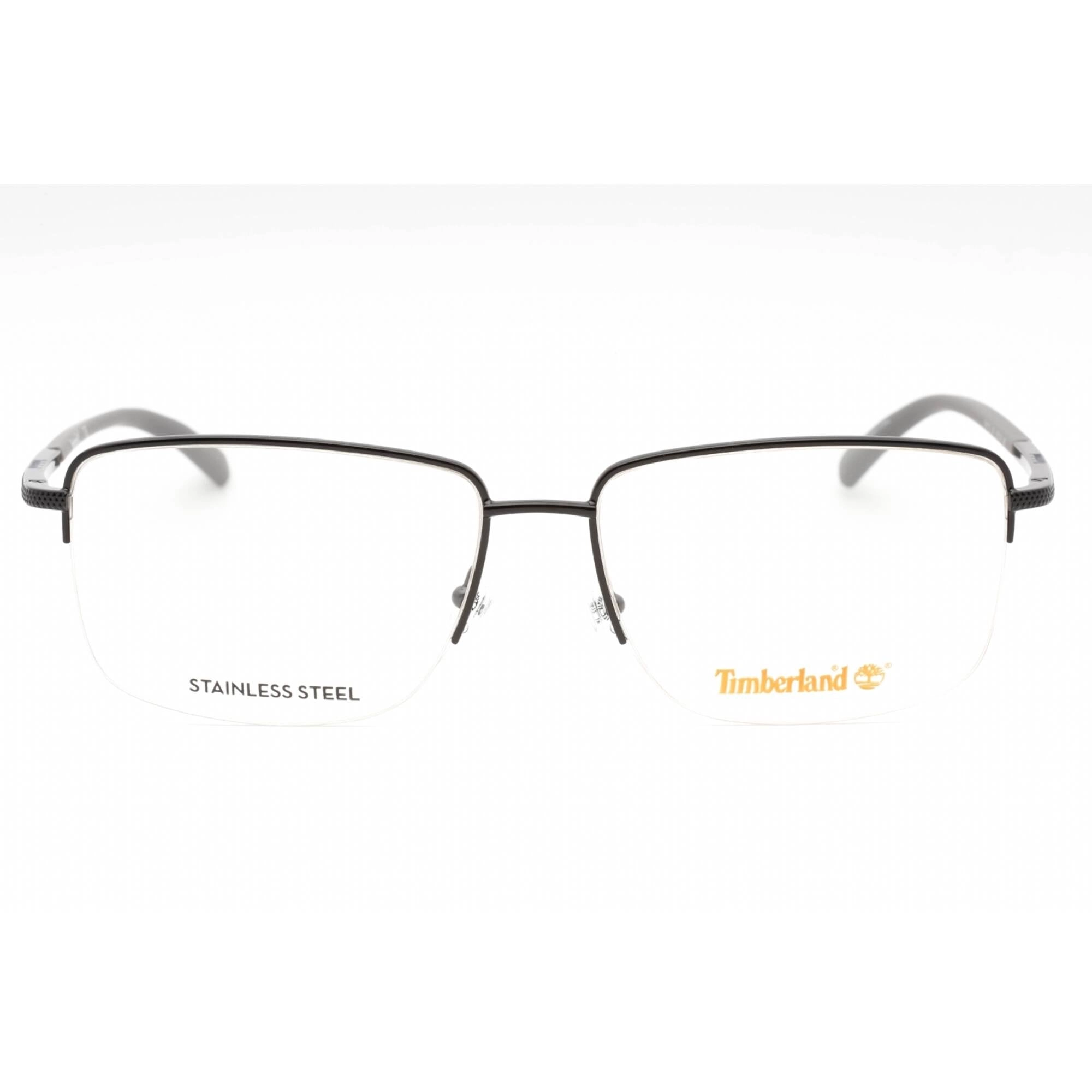 Timberland Men's Eyeglasses - Shiny Black Rectangular Half Rim Frame | TB1773 001