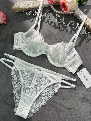 White Luxurious Satin Soft Lace Lingerie Set