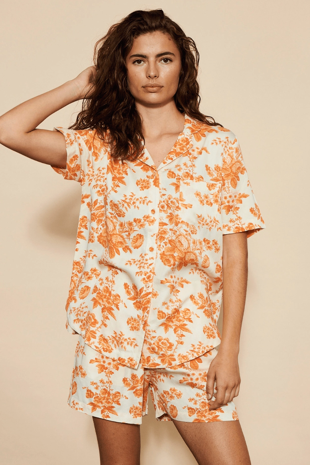 Wilda Short Sleeve Pyjama Shirt Orange