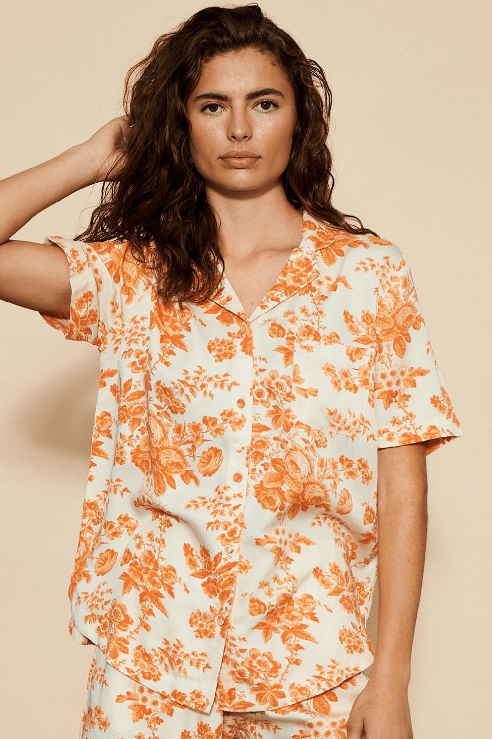 Wilda Short Sleeve Pyjama Shirt Orange