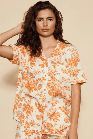 Wilda Short Sleeve Pyjama Shirt Orange