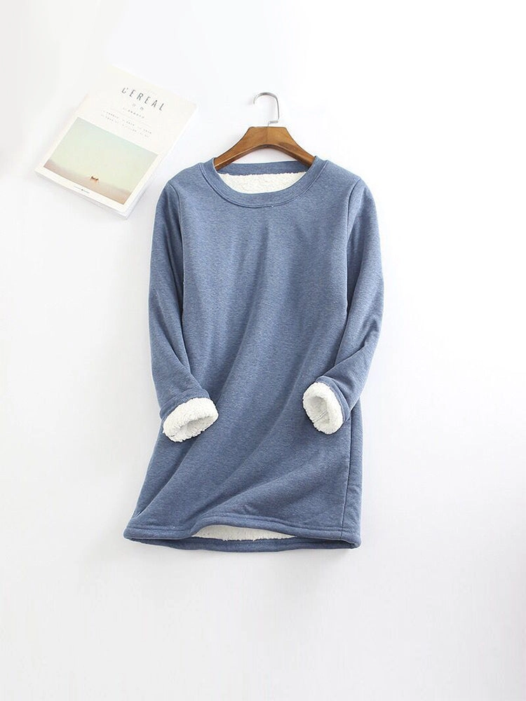 Winter Warm Thick Fleece Thermal Underwear Long Sleeve Cotton T-Shirt