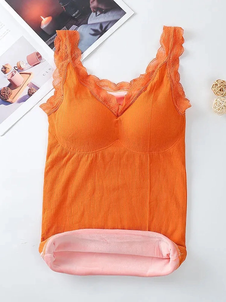 Womens Basic Thermal Underwear Thick Fleece Lined Tank Top