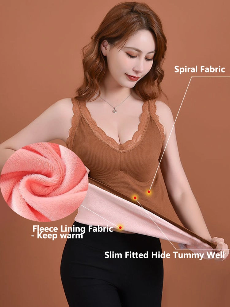 Womens Basic Thermal Underwear Thick Fleece Lined Tank Top