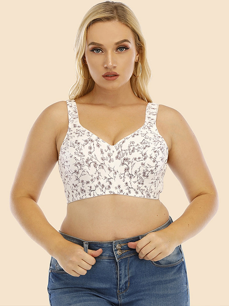 Women's Comfort Cotton Botanical Print Wireless Bra