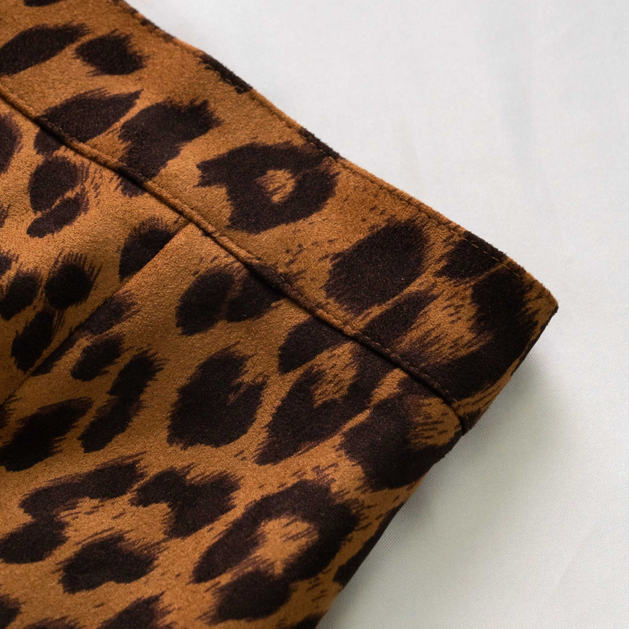 Women's Faux Suede Leopard Print High Waist Zipper Mini A-Line Short Skirt