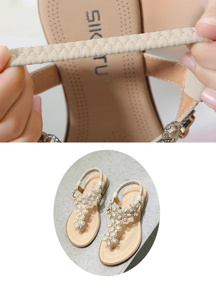 Women's Floral Gems Rhinestone Flip Flops Sandals