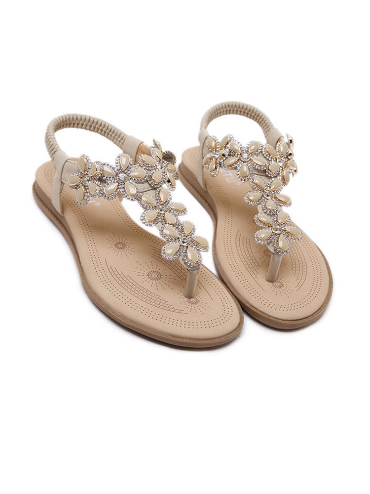 Women's Floral Gems Rhinestone Flip Flops Sandals