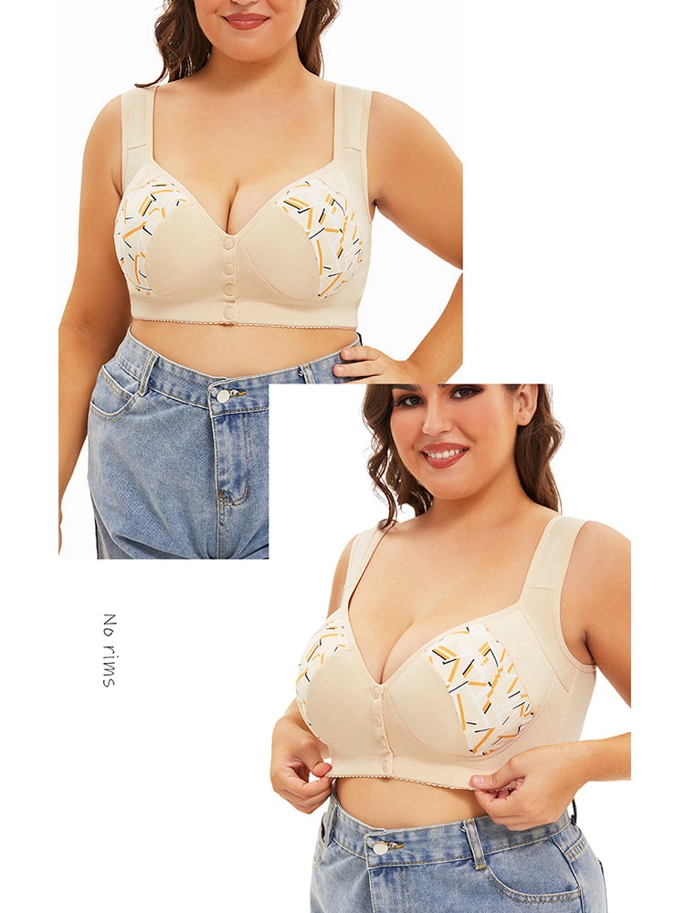 Women's Front-Closure Camisole Bra with Floral Print