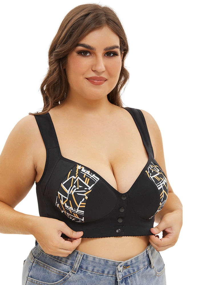Women's Front-Closure Camisole Bra with Floral Print