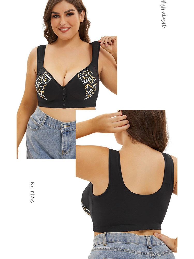 Women's Front-Closure Camisole Bra with Floral Print