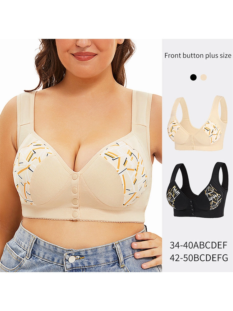 Women's Front-Closure Camisole Bra with Floral Print