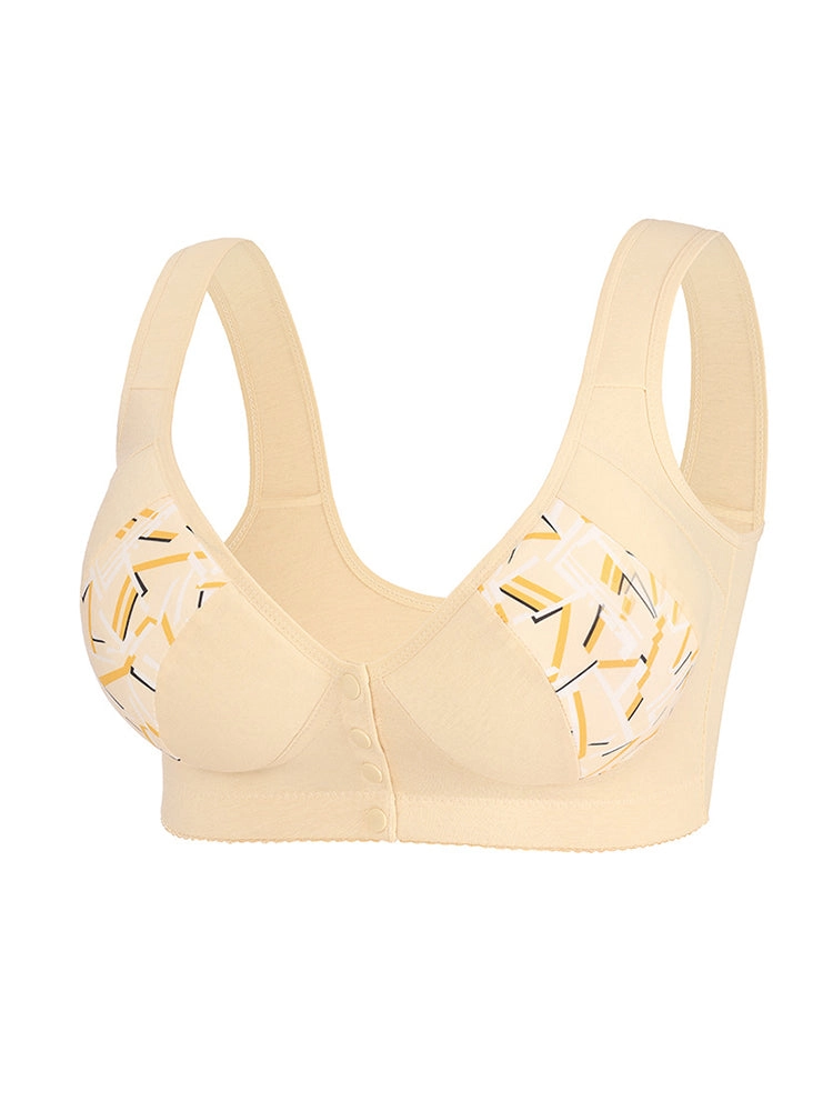 Women's Front-Closure Camisole Bra with Floral Print