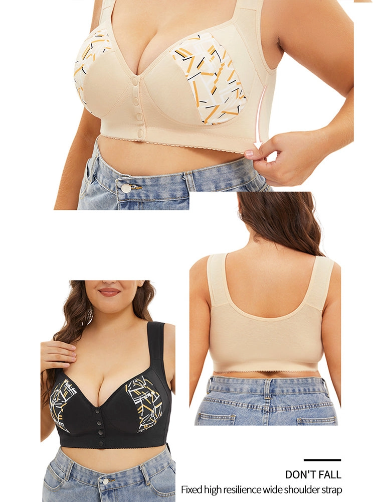 Women's Front-Closure Camisole Bra with Floral Print