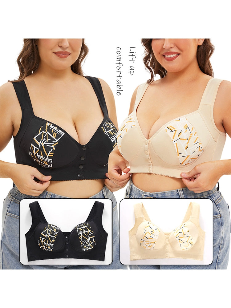 Women's Front-Closure Camisole Bra with Floral Print