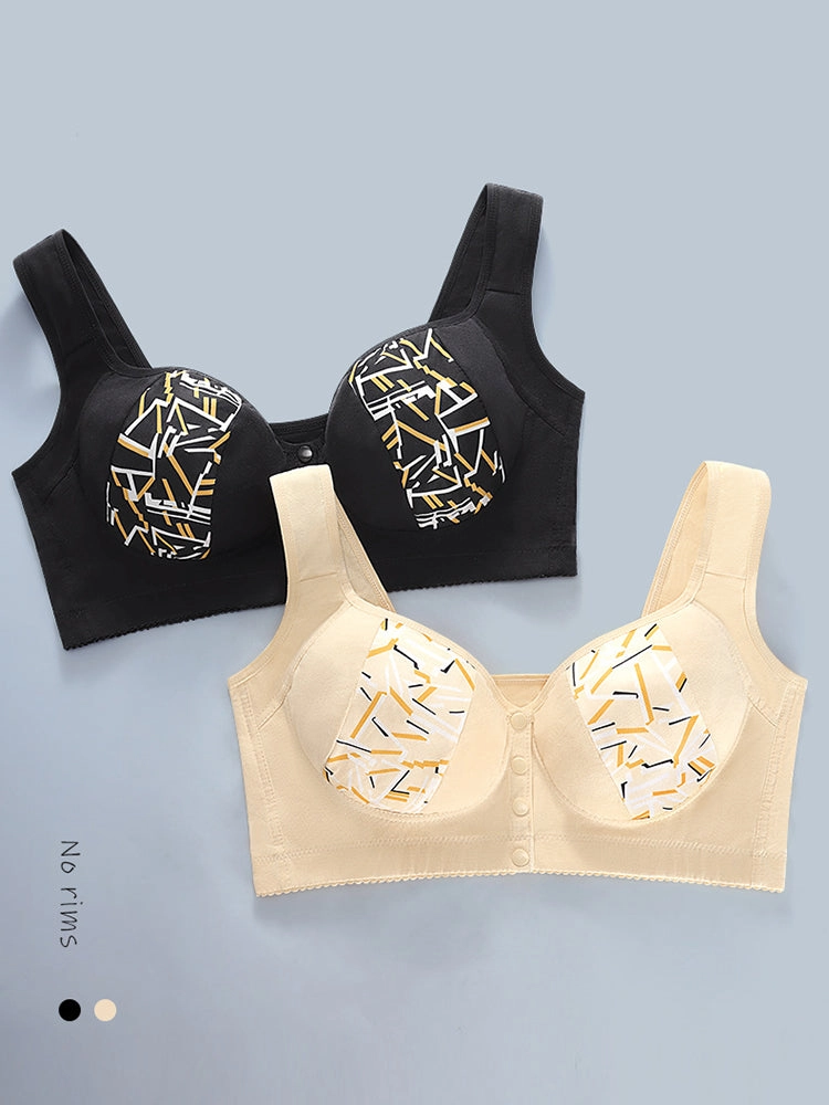 Women's Front-Closure Camisole Bra with Floral Print