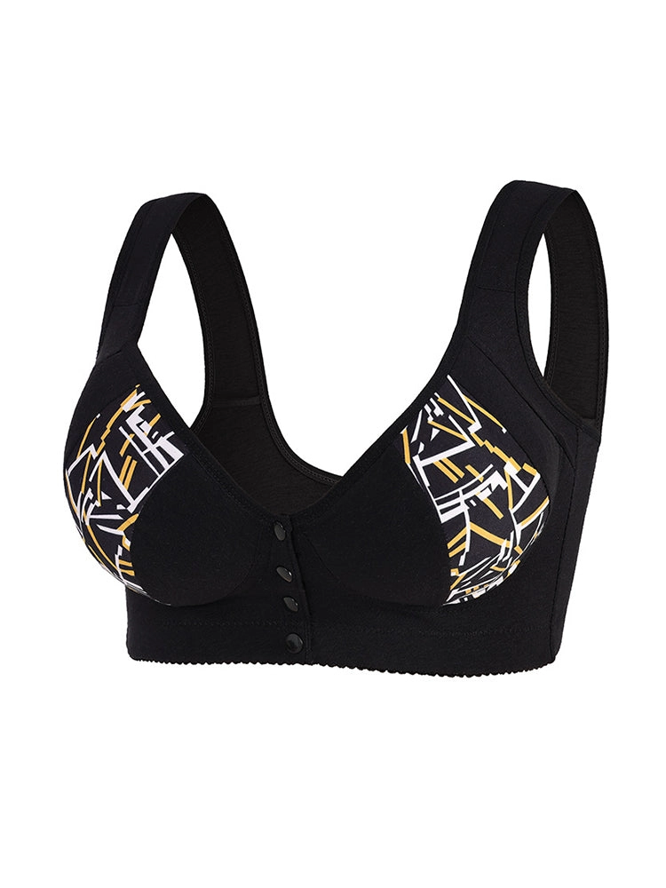 Women's Front-Closure Camisole Bra with Floral Print