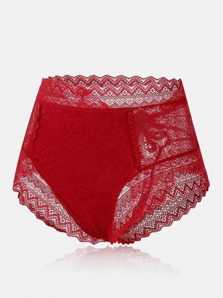 Women's High Waist Lace See Through Panties
