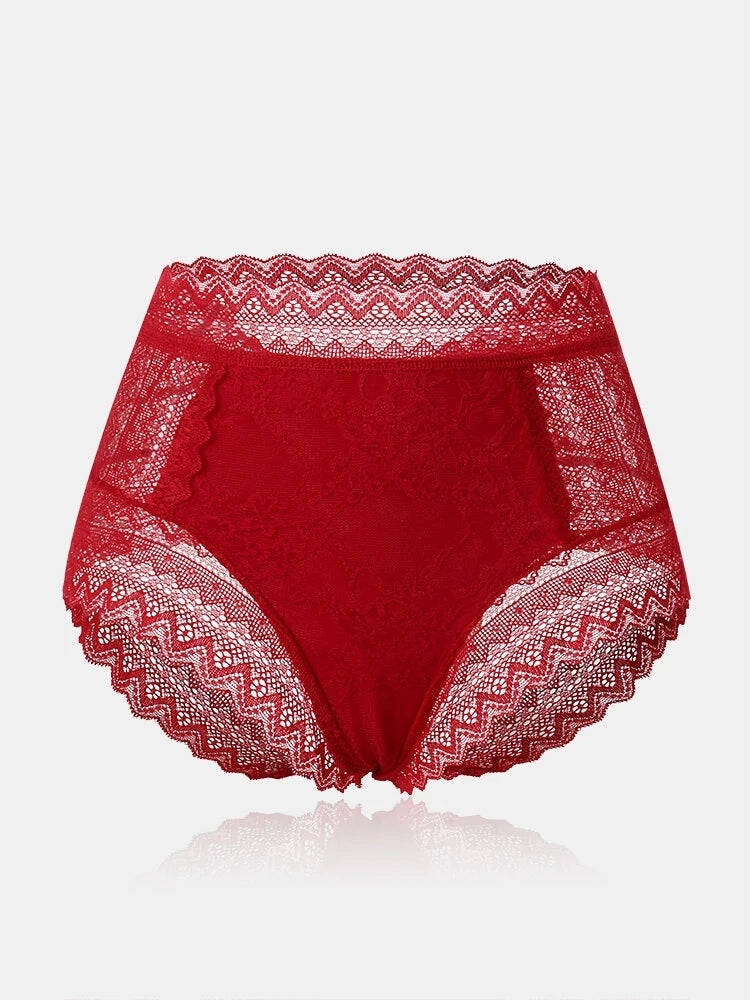Women's High Waist Lace See Through Panties
