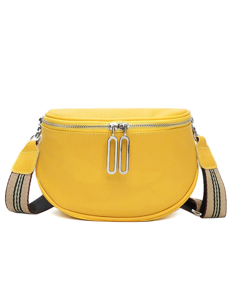 Women's Leather Saddle Bag Anti-theft Sling Crossbody Bag
