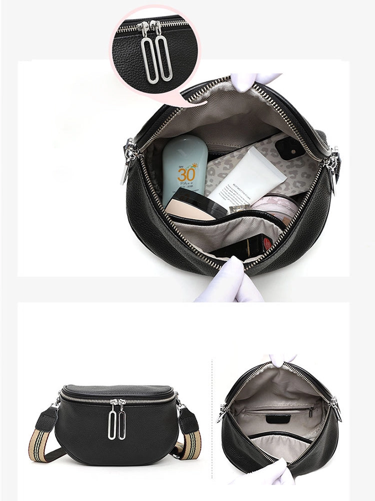 Women's Leather Saddle Bag Anti-theft Sling Crossbody Bag
