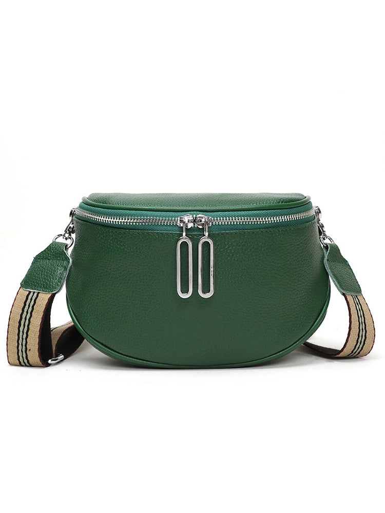Women's Leather Saddle Bag Anti-theft Sling Crossbody Bag